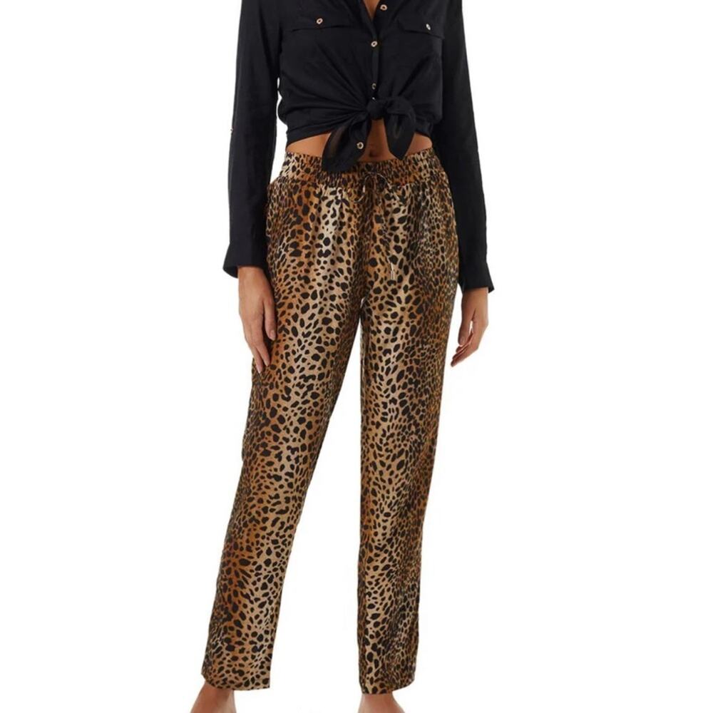 NWT Melissa Odabash Jude Cheetah Leopard Print Pull On Beach Pants Sz XS